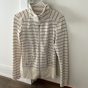Lululemon zip up - white and gray (looks like a gray blue) stripe
